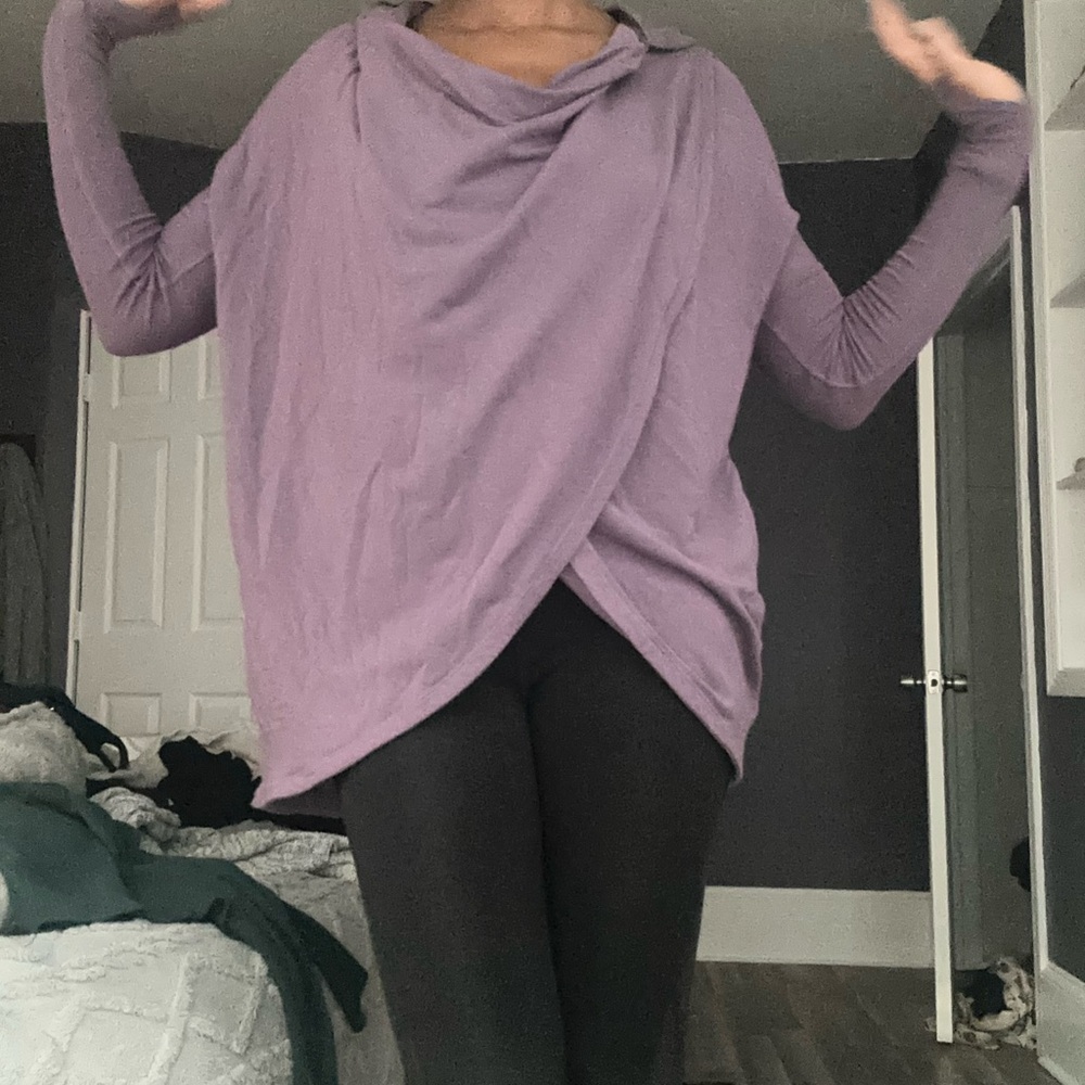 Athleta Lavender Cowl Neck Long Sleeve Top